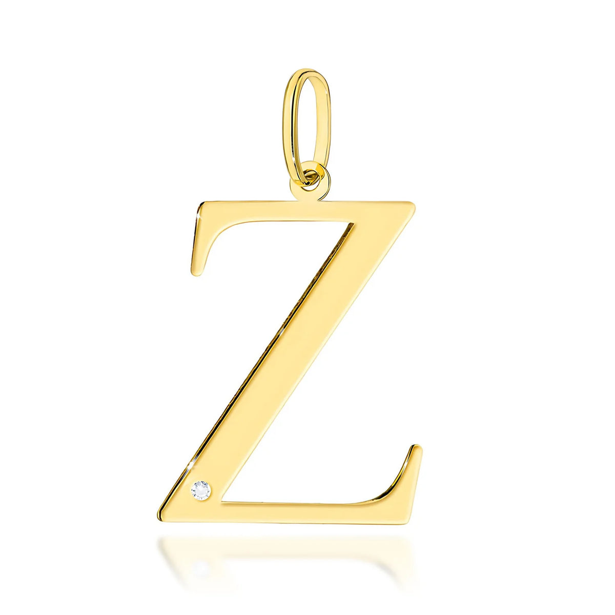 Velký přívěsek ze žlutého zlata s iniciálou „Z“ a diamantem
