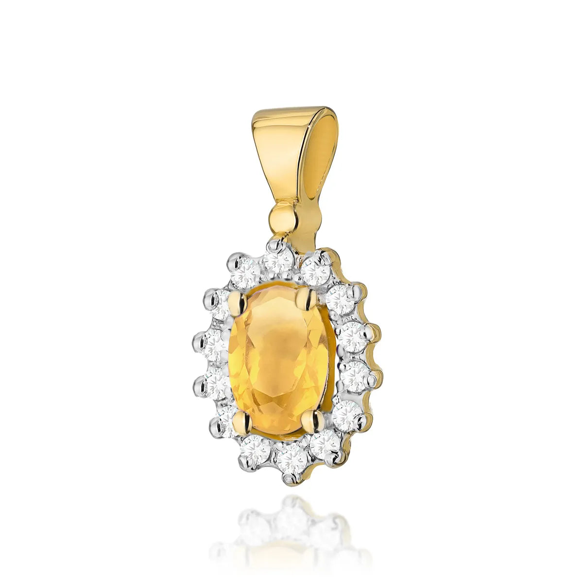zlatý přívěsek s 0,60ct citrínem a 0,12ct diamanty z0182-ciy-01