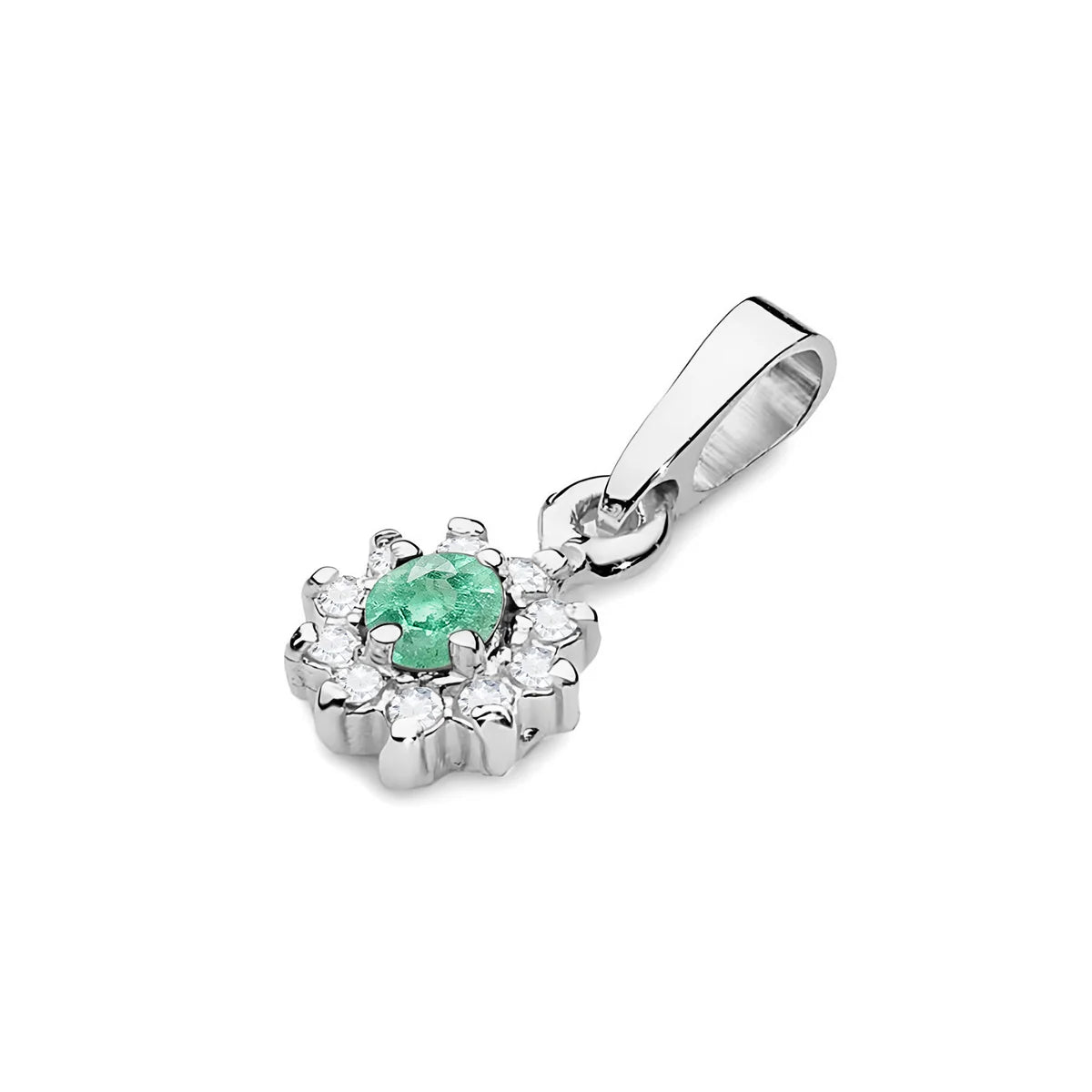 zlatý přívěsek s 0,15ct smaragdem a 0,086ct diamanty z0185-emg-01