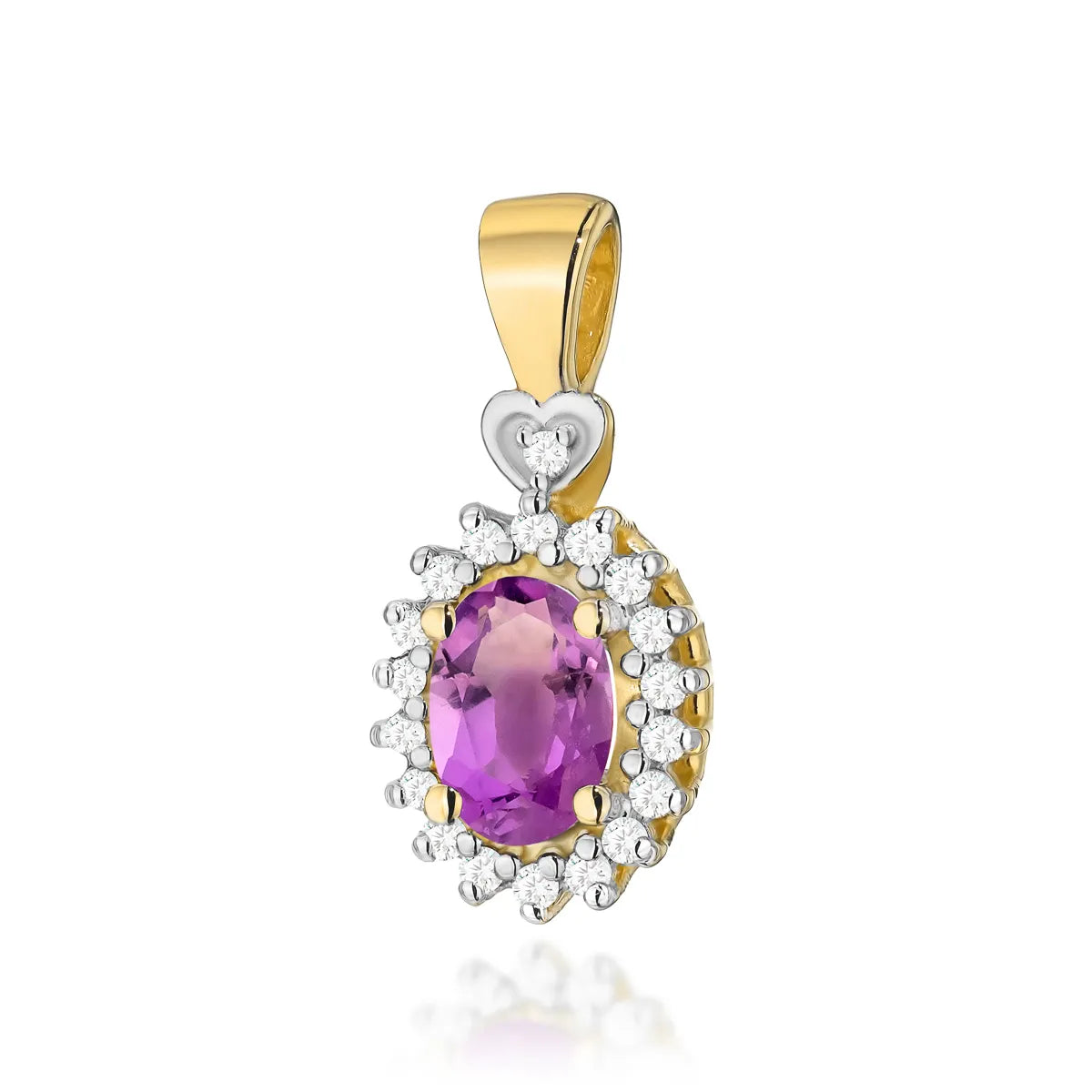 zlatý přívěsek s 0,40ct ametystem a 0,095ct diamanty z0312 amv 01