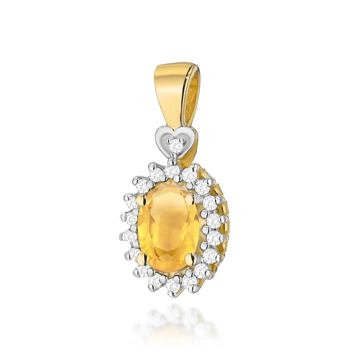 zlatý přívěsek s 0,60ct citrínem a 0,095ct diamanty z0312-ciy-01