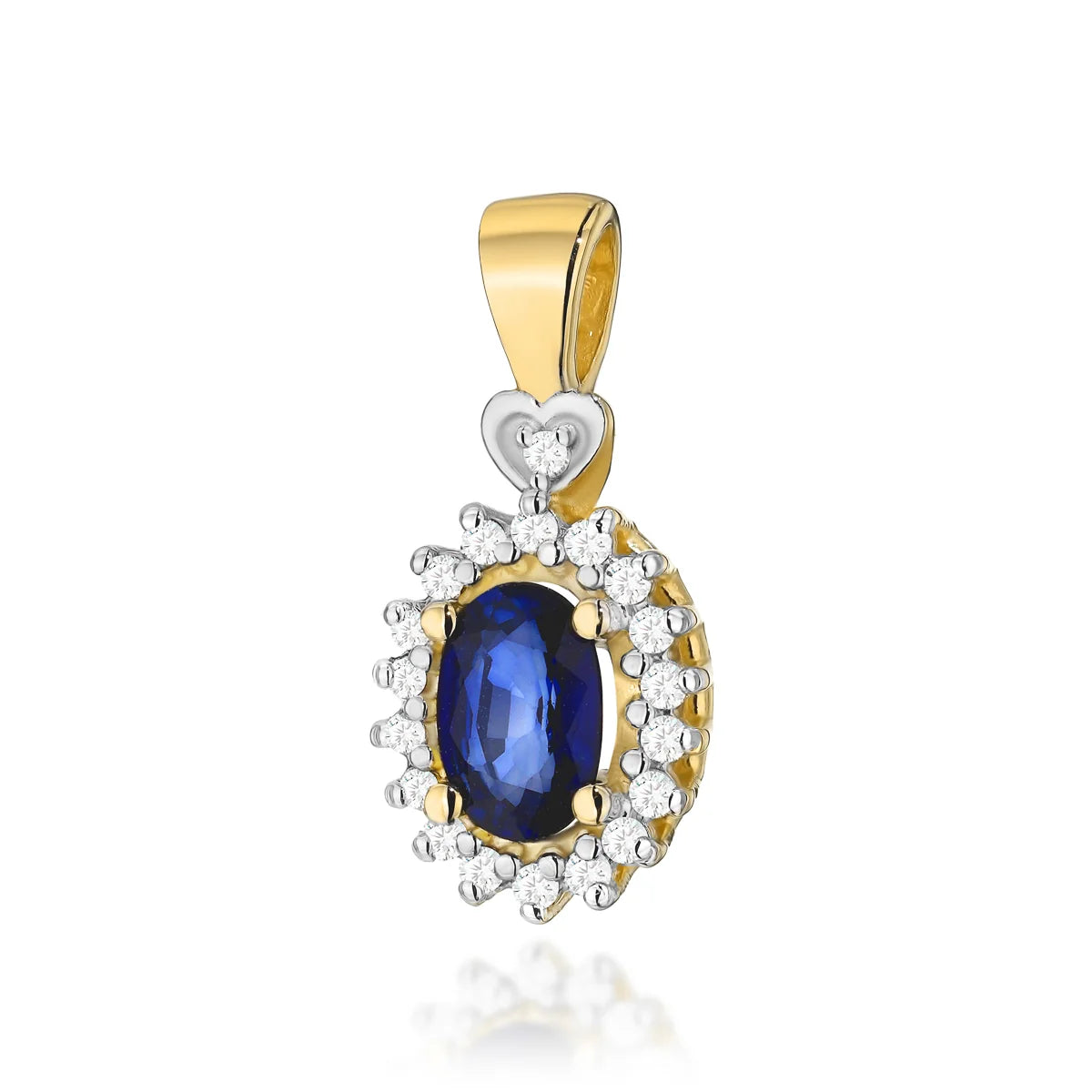 zlatý přívěsek se safírem 0,70 ct a diamanty 0,095 ct z0312-sab-01