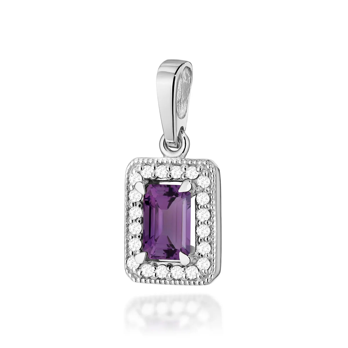 zlatý přívěsek s 0,50ct ametystem a 0,10ct diamanty z0422-amv-01