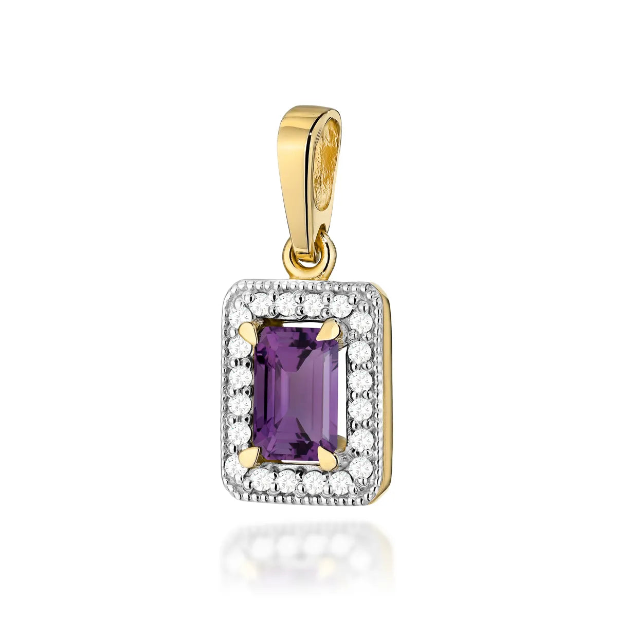 zlatý přívěsek s 0,50ct ametystem a 0,10ct diamanty z0422-amv-01