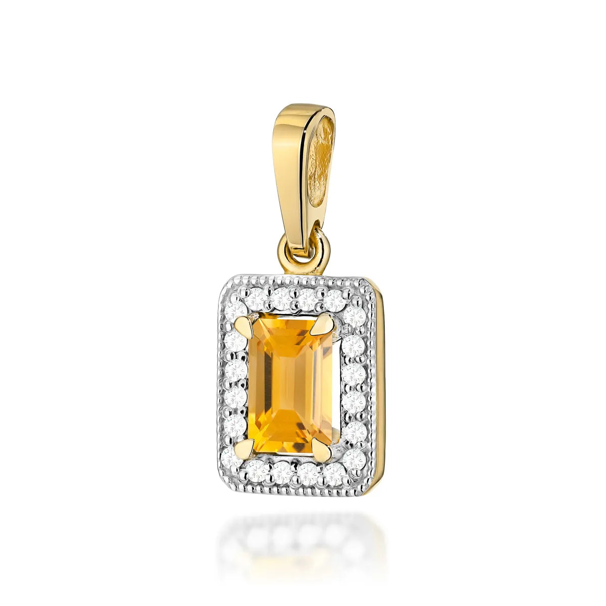 zlatý přívěsek s 0,60ct citrínem a 0,10ct diamanty z0422-ciy-01