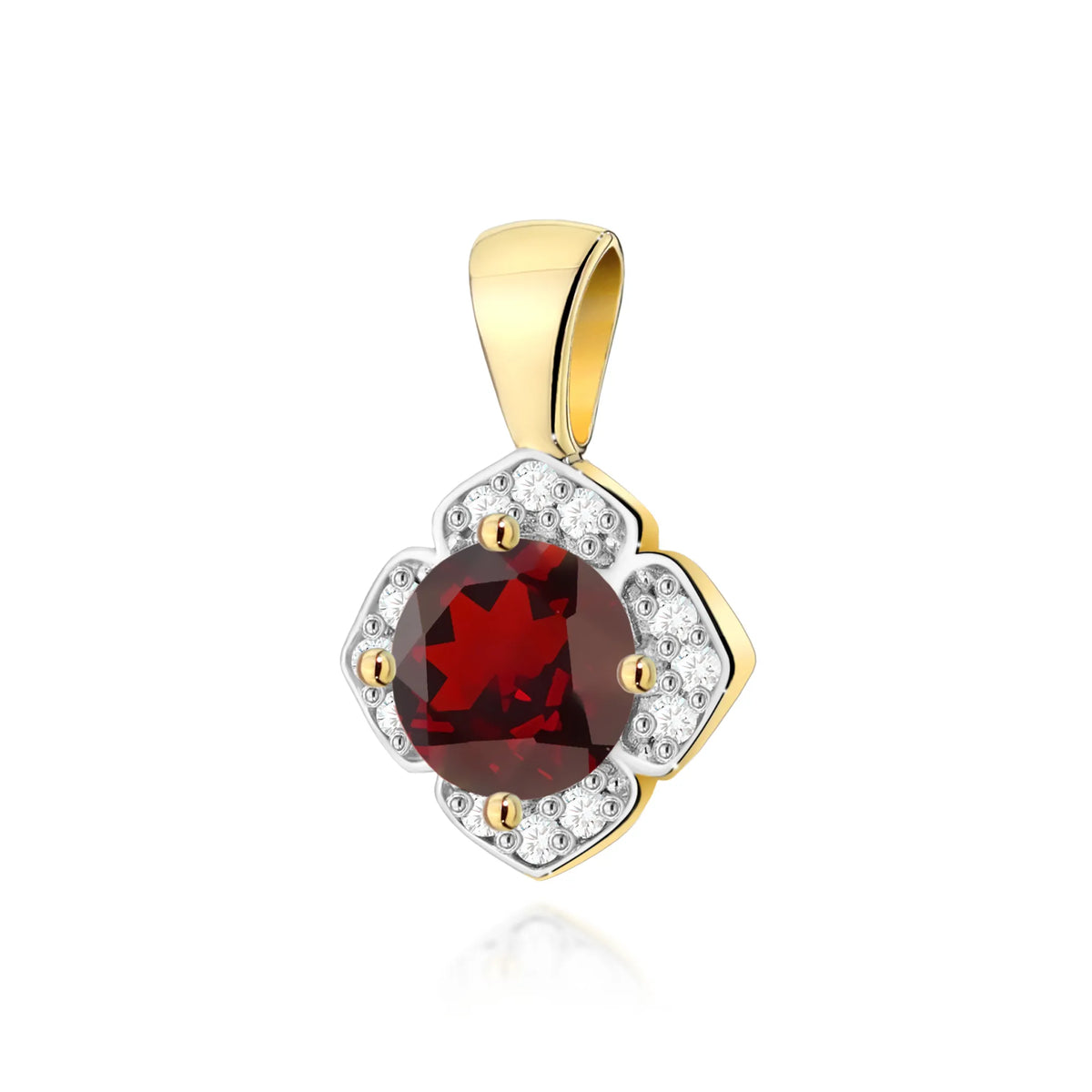 zlatý přívěsek s 0,60ct granátem a 0,06ct diamanty z0571-gar-01