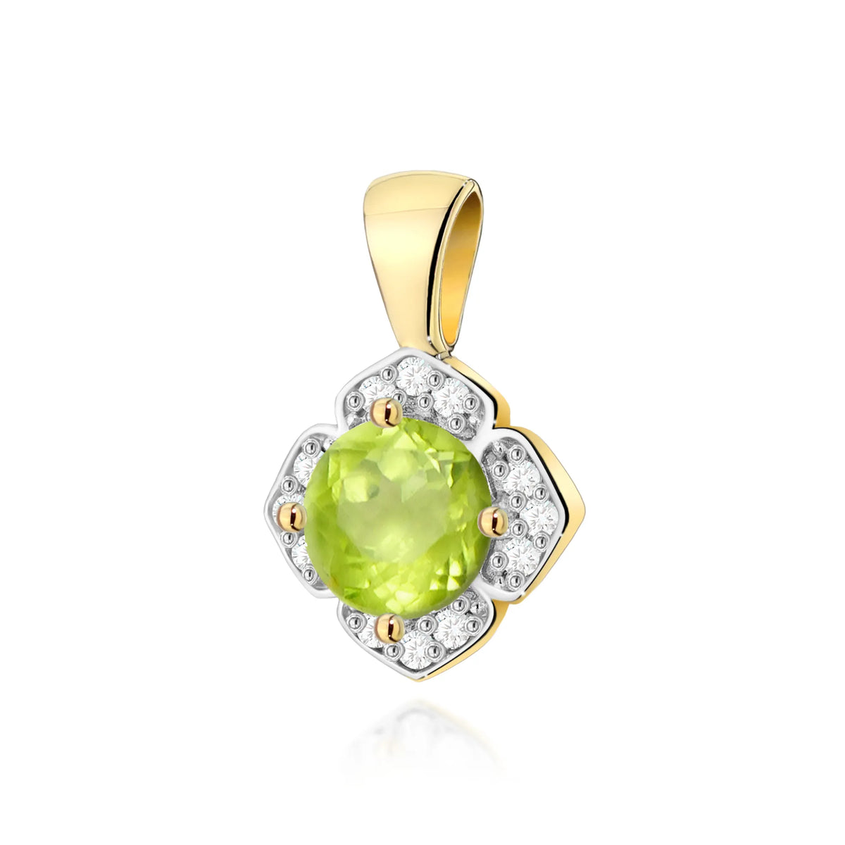 zlatý přívěsek s 0,60ct olivínem a 0,06ct diamanty z0571-peg-01