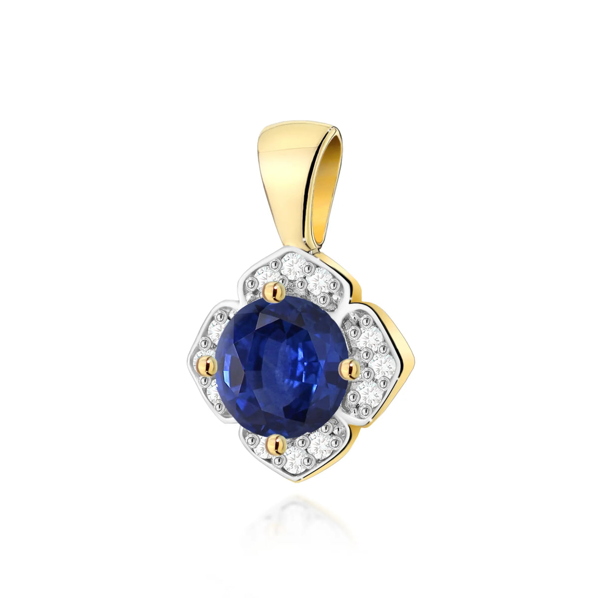 zlatý přívěsek se safírem 0,50 ct a diamanty 0,06 ct z0571-sab-01