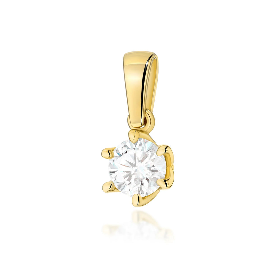 Klasický přívěsek ze žlutého zlata s velkým diamantem 0,50 ct