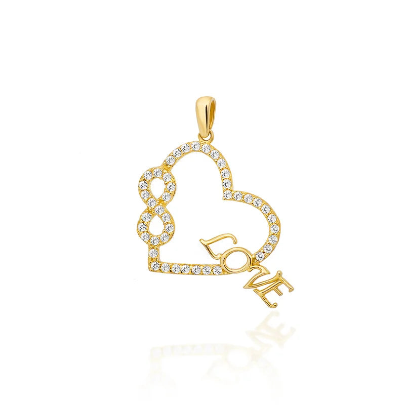 Zlatý náhrdelník s přívěskem ve tvaru srdce a kubickou zirkonií