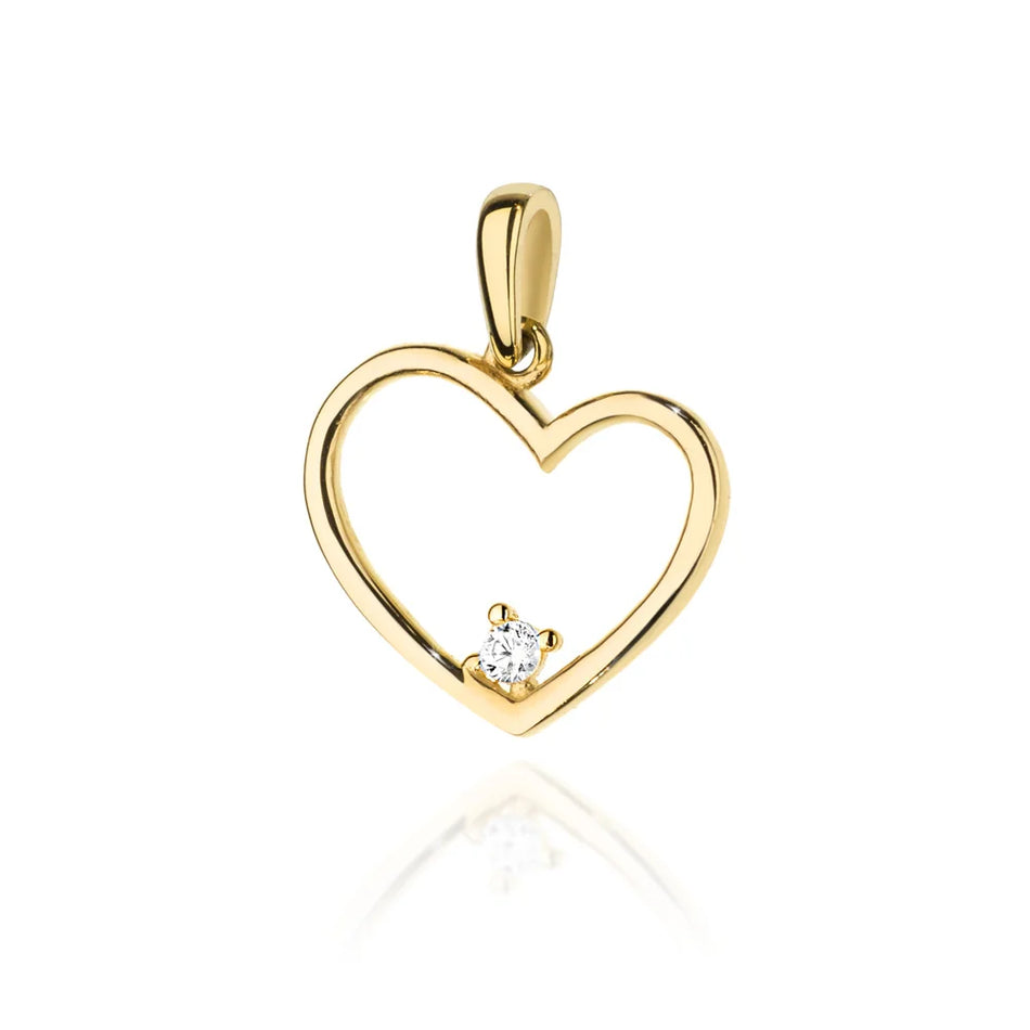 Zlatý náhrdelník s asymetrickým přívěskem srdce na řetízku Singapur