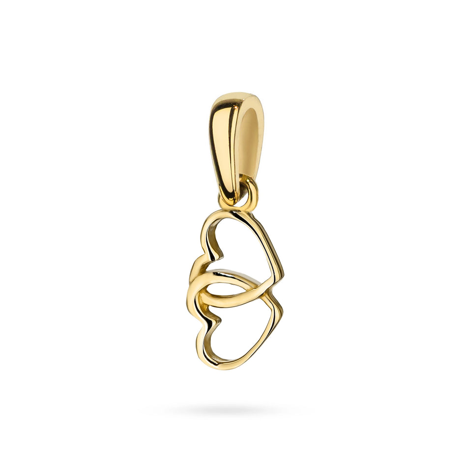 Gold Necklace with Linked Heart Pendants on Anchor Chain