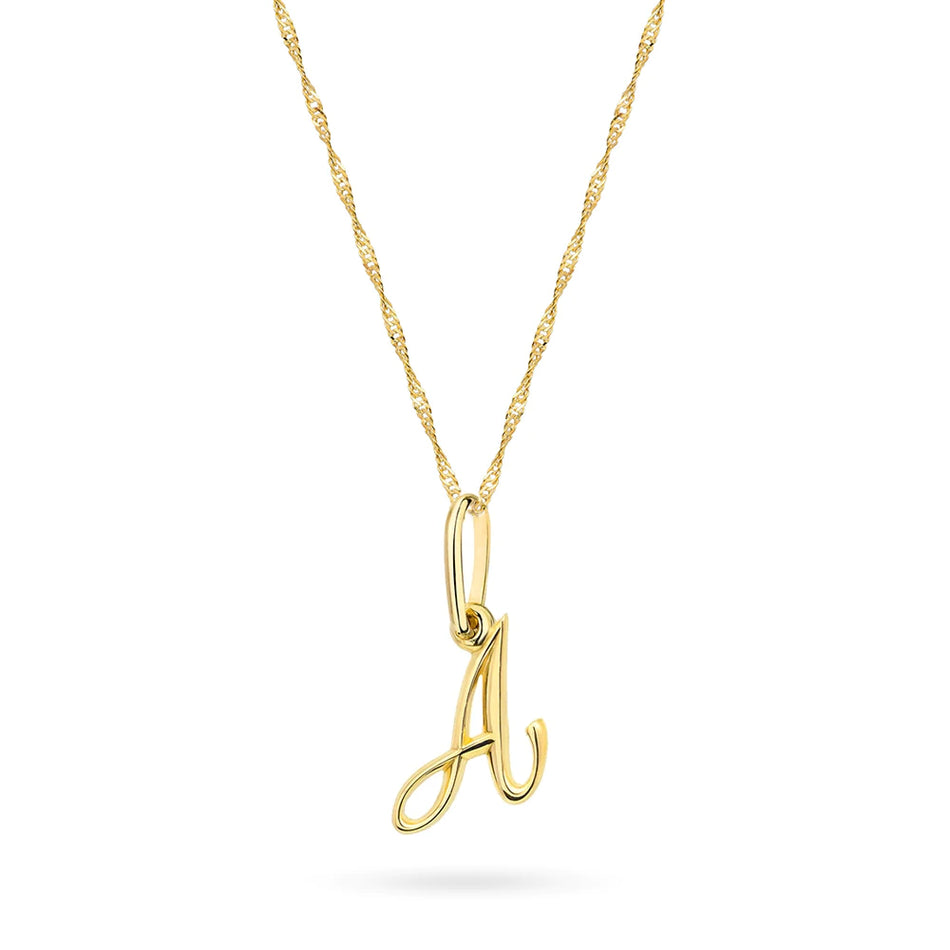 Náhrdelník se zlatým písmenem A na řetízku Singapore