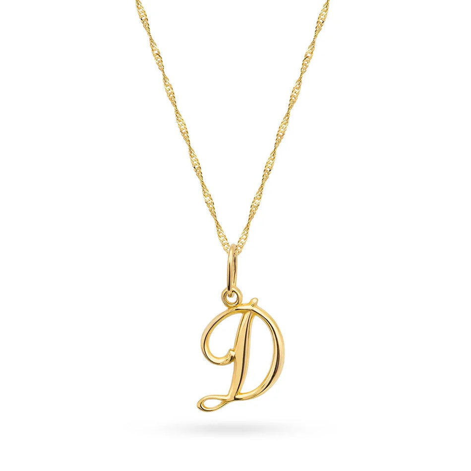 Náhrdelník se zlatým písmenem D na řetízku Singapore