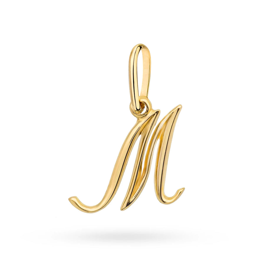 Přívěsek na náhrdelník zlaté písmeno M s řetízkem, pro gravírování