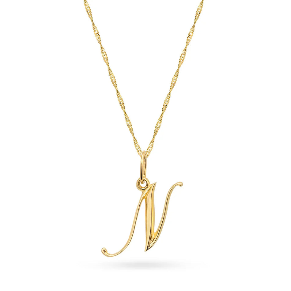 Náhrdelník se zlatým písmenem N na singapurském řetízku