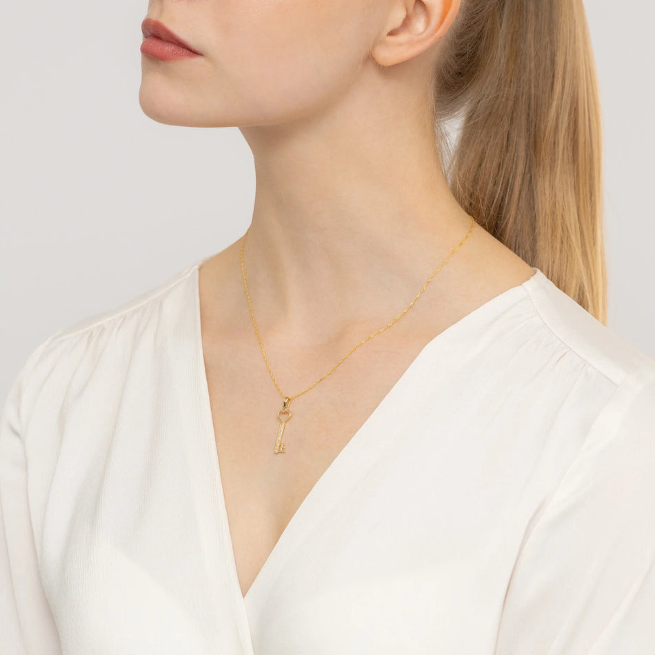 Zlatá sada: přívěsek klíč se zirkonií