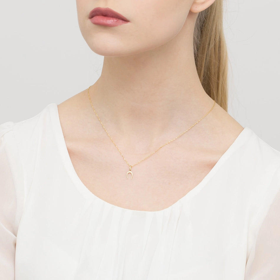 Zlatý náhrdelník s přívěskem ve tvaru podkovy štěstí