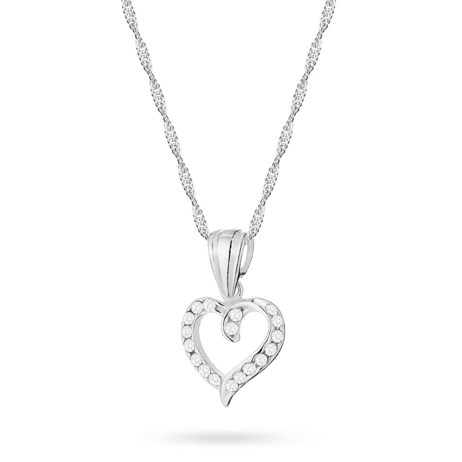 Stříbrný náhrdelník s malým přívěskem ve tvaru srdce a kubickou zirkonií