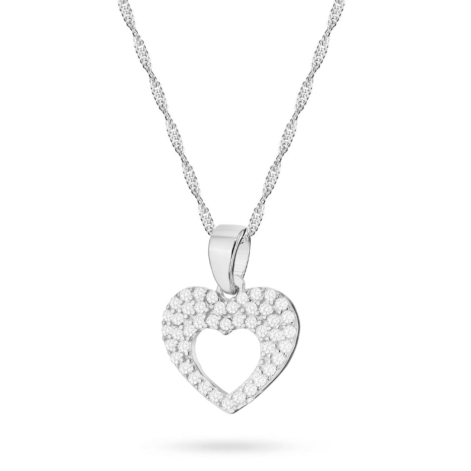 Stříbrný náhrdelník s přívěskem Srdce v srdci a kubickou zirkonií