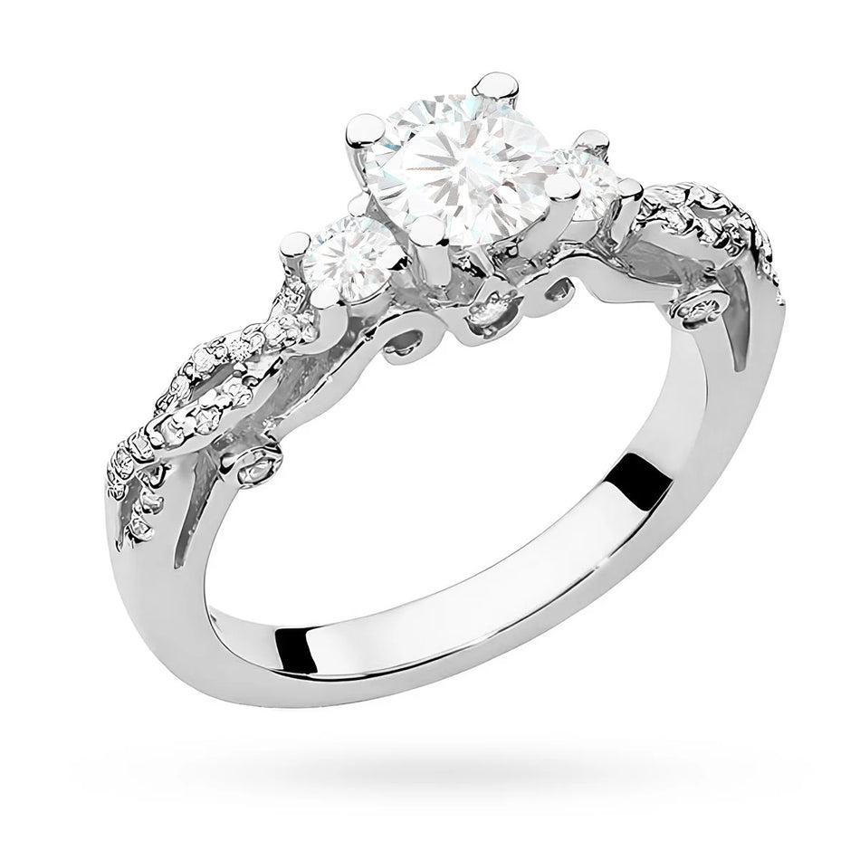 Vintage prsten z bílého zlata s lab-grown diamanty 0,50 ct a 0,339 ct