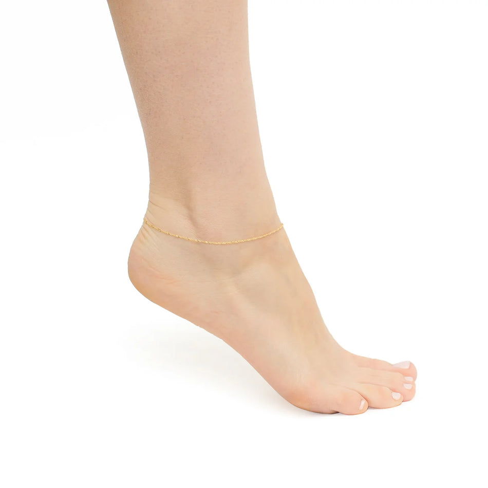 Zlatý kotníkový řetízek Řetízek Singapur 1,1 mm