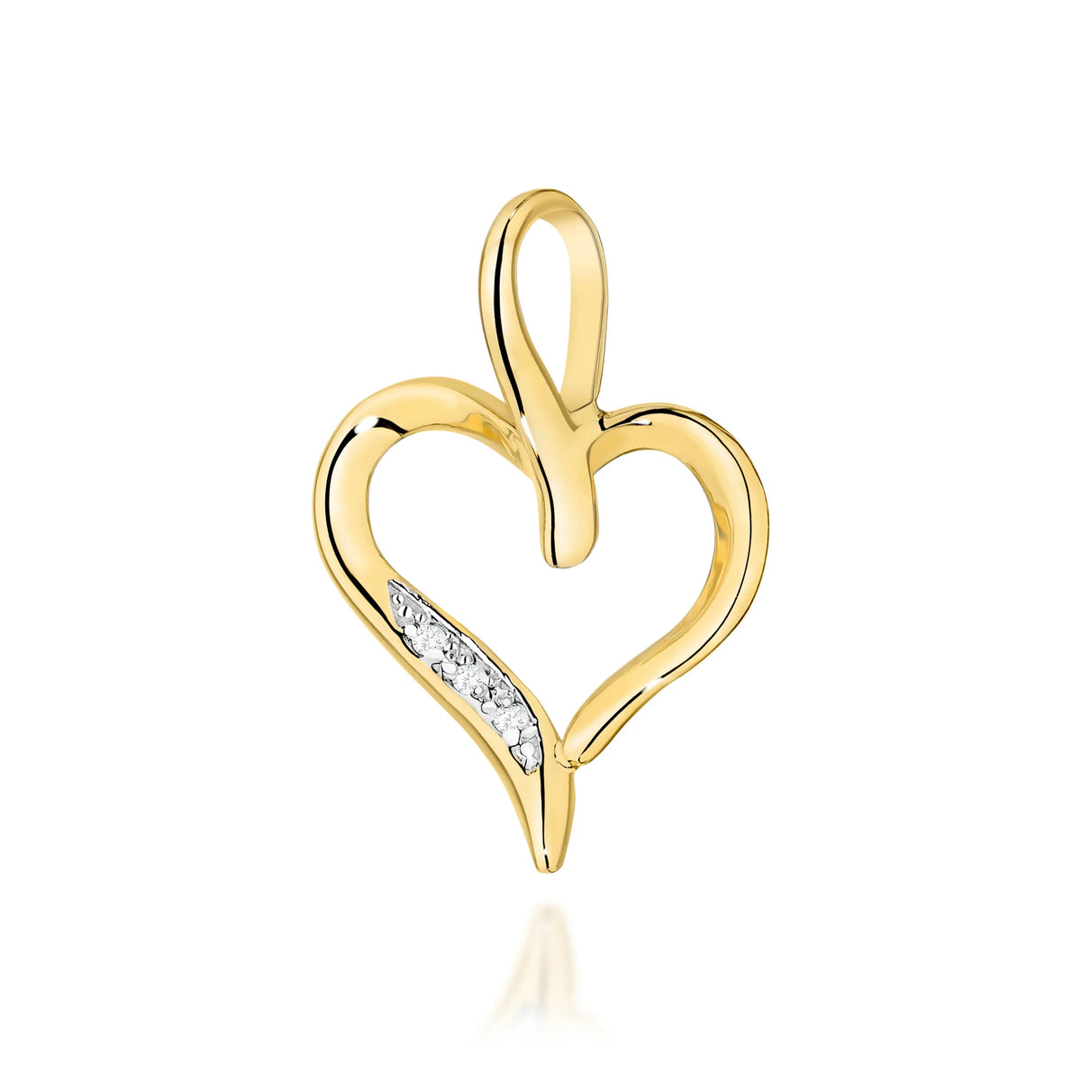 Zlatý přívěsek ve tvaru srdce s vsazenými diamanty o hmotnosti 0,015 ct. Jedinečný dárek pro milovanou osobu.