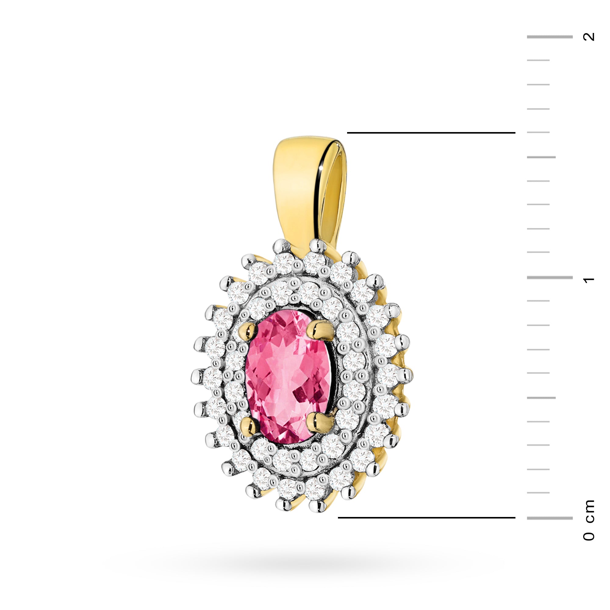 Pendant made of the 14K (585) gold. Our selection includes chains, pendants, necklaces. oval cut pink topaz 0.50ct and 39 diamonds 0.19ct. A unique gift for her