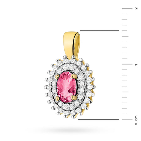 Pendant made of the 14K (585) gold. Our selection includes chains, pendants, necklaces. oval cut pink topaz 0.50ct and 39 diamonds 0.19ct. A unique gift for her
