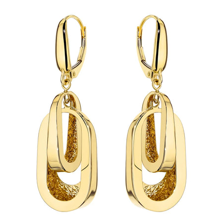 Tyto dvojité oválné náušnice ze 14karátového (585) zlata jsou exkluzivním doplňkem. Náušnice mají zapínání na puzetu. Náušnice jsou zabalené v elegantní krabičce, ideální jako dárek.