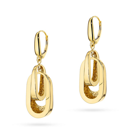 Tyto dvojité oválné náušnice ze 14karátového (585) zlata jsou exkluzivním doplňkem. Náušnice mají zapínání na puzetu. Náušnice jsou zabalené v elegantní krabičce, ideální jako dárek.