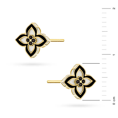 Elegant 14k Gold Studs featuring a stunning B&W flower design. A perfect blend of classic luxury and modern contrast. Timeless, chic, and ideal for any occasion