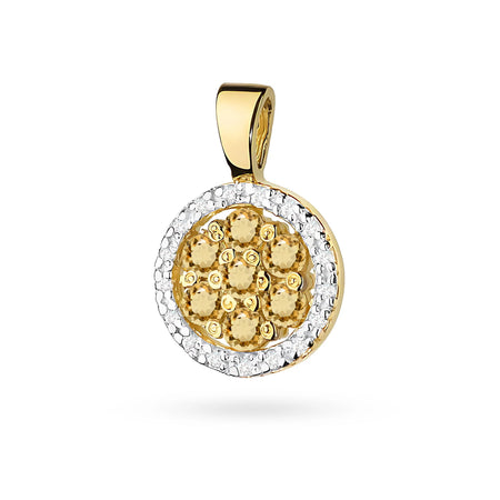 Zlatý přívěsek se středovým bronzovým diamantem a dalšími bílými diamanty.