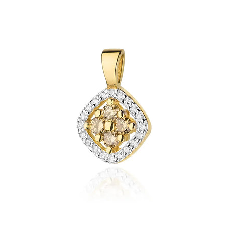 Gold Pendant with central Bronze Diamonds and adidtional white diamonds.