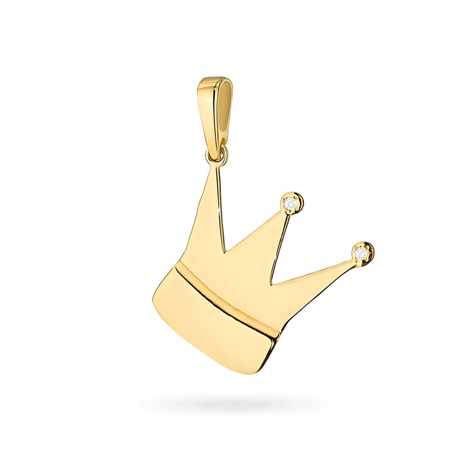 Gold crown pendant with real diamonds in 3 colors of 14k(585) gold.