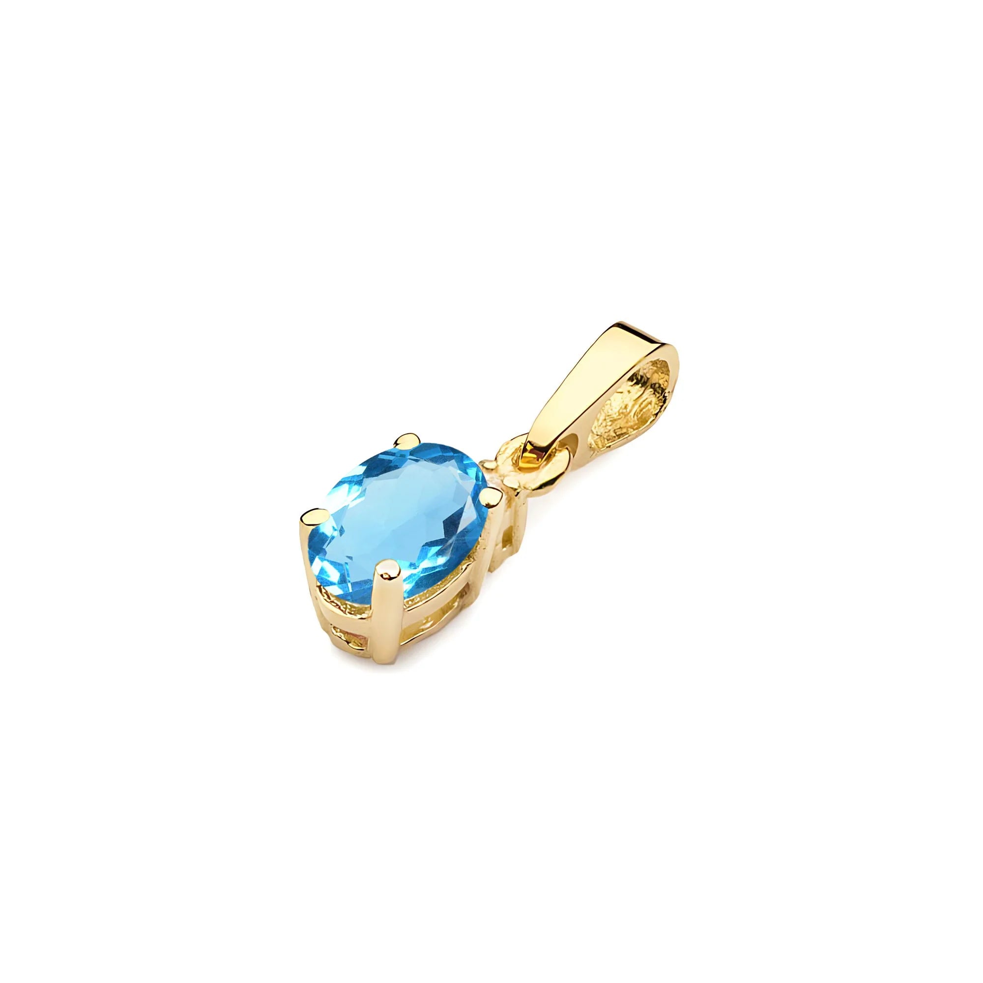 Gold pendant with oval topaz and additional diamonds.