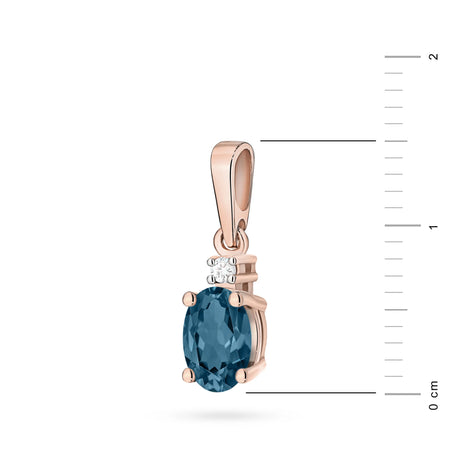Přívěsek z růžového zlata s topazem London Blue a diamantem