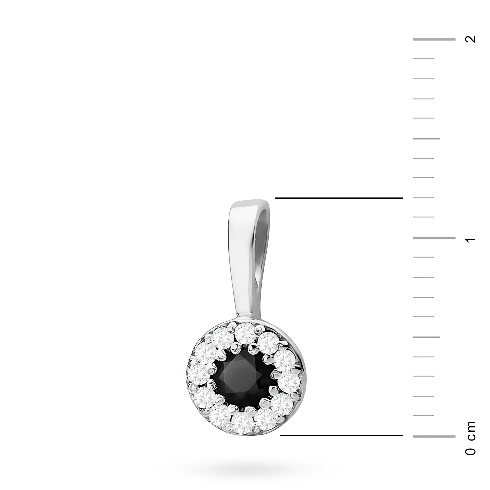 White Gold Pendant with central Black Diamond and beset by white diamonds.