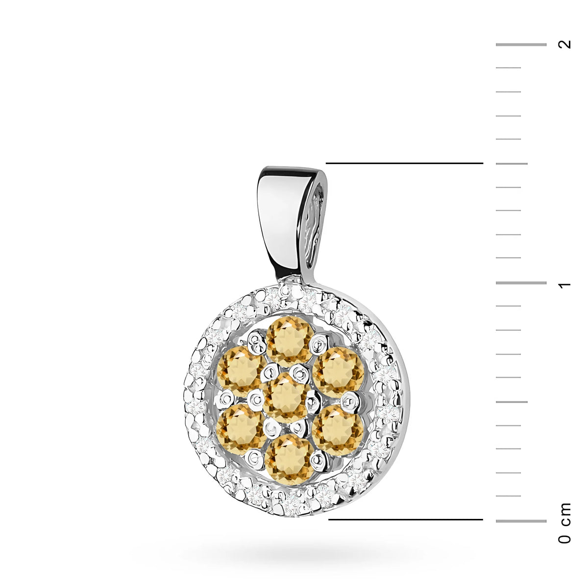 Přívěsek z bílého zlata se středovým bronzovým diamantem a dalšími bílými diamanty.