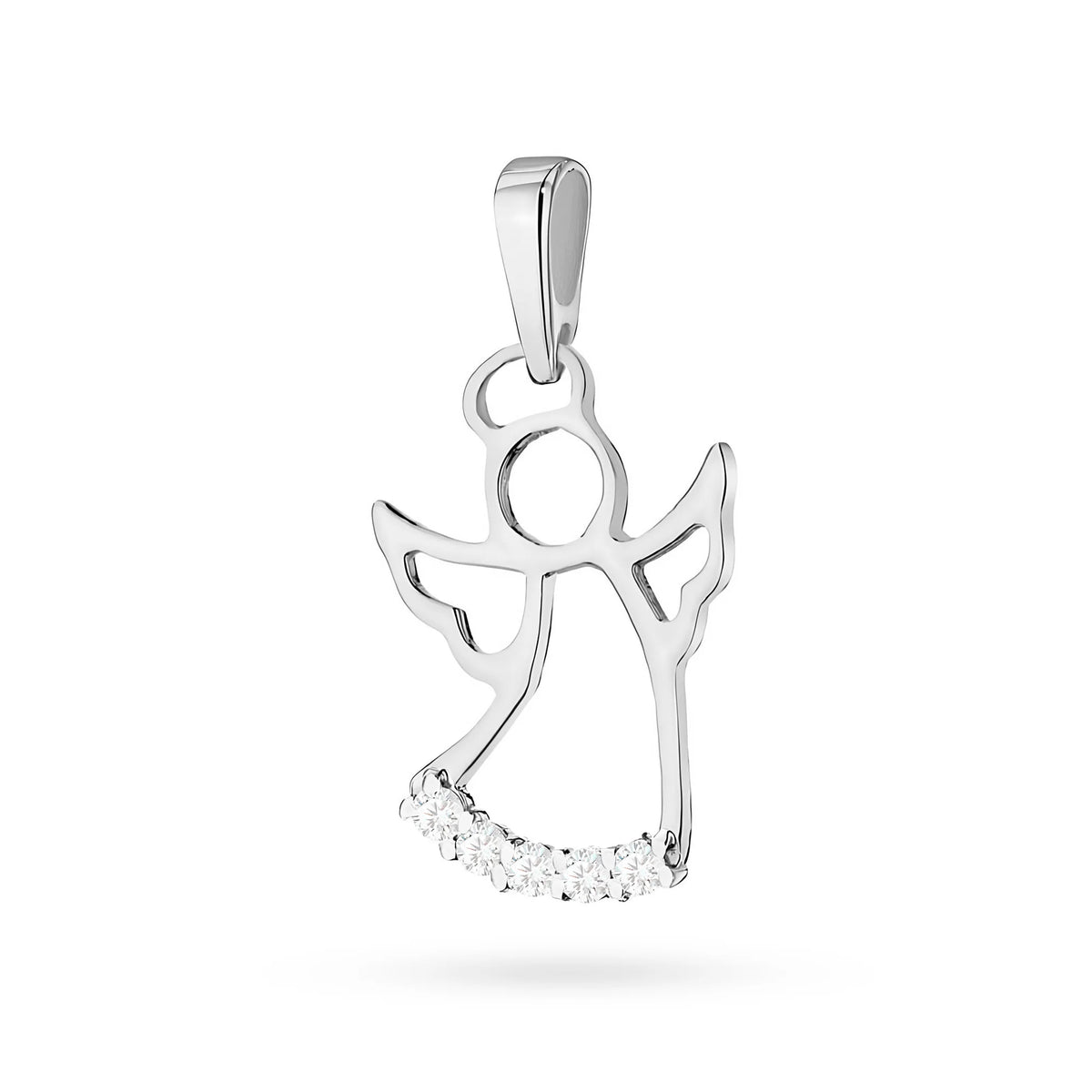 White Gold angel pendant with real diamonds in 3 colors of 14k(585) gold.