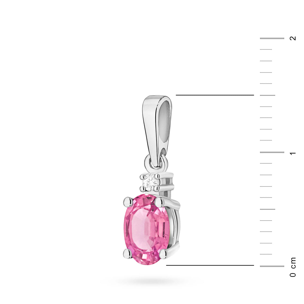 Přívěsek z Bílého Zlata s růžovým topasem a diamantem