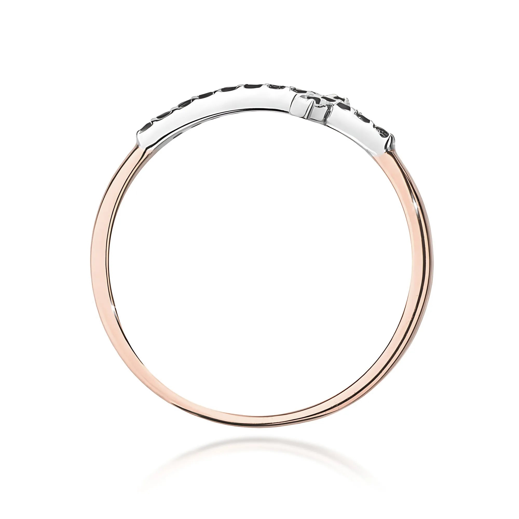 Prsten z růžového zlata s křížkem z černých diamantů o hmotnosti 0,09 ct