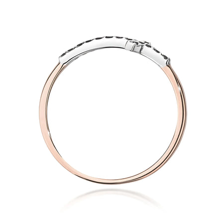 Prsten z růžového zlata s křížkem z černých diamantů o hmotnosti 0,09 ct