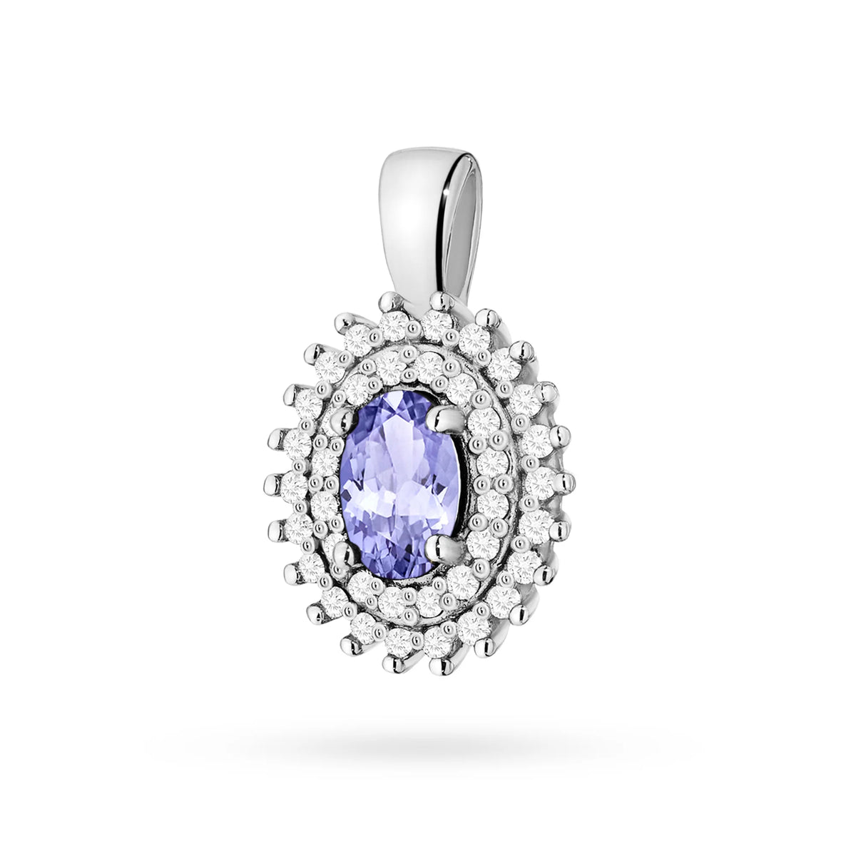 Přívěsek z 14karátového (585) zlata. Uprostřed tanzanit 0,40 ct obklopený 39 diamanty o celkové hmotnosti 0,19 ct. Jedinečný dárek pro ni. Náš obchod nabízí řetízky, přívěsky, náhrdelníky