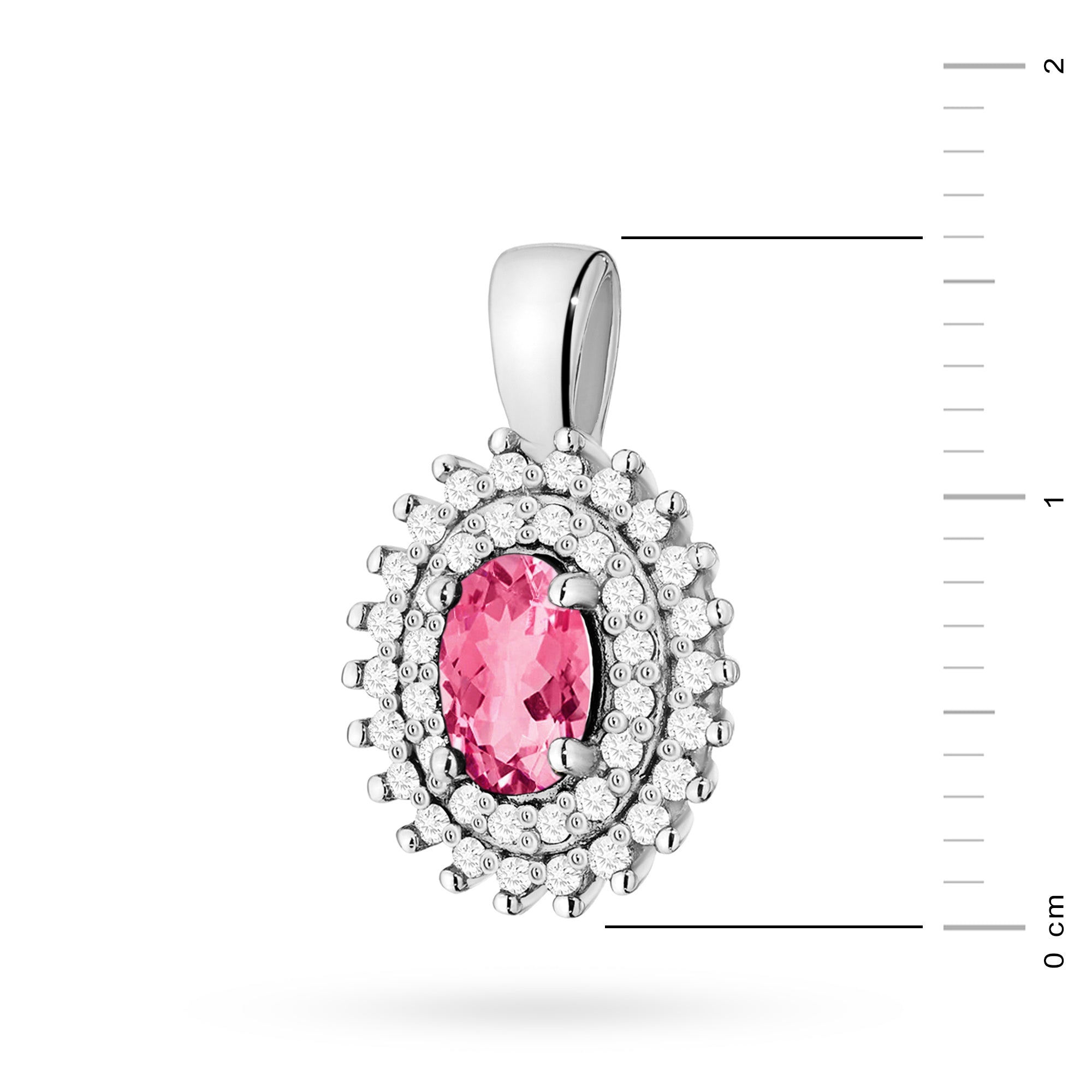 Pendant made of the 14K (585) gold. Our selection includes chains, pendants, necklaces. oval cut pink topaz 0.50ct and 39 diamonds 0.19ct. A unique gift for her