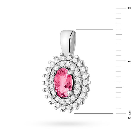 Pendant made of the 14K (585) gold. Our selection includes chains, pendants, necklaces. oval cut pink topaz 0.50ct and 39 diamonds 0.19ct. A unique gift for her